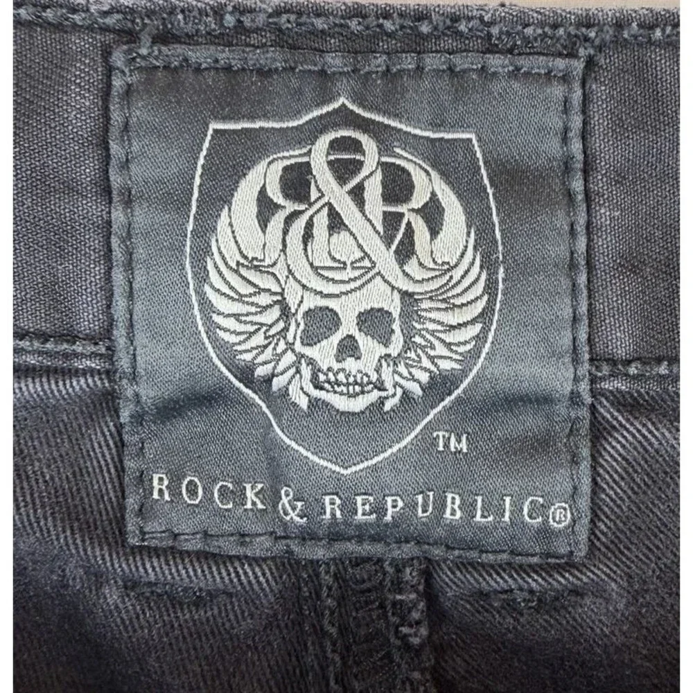 Rock & Republic Shorts Cargo Riveted Baggy Black Men’s Size 32 Summer Y2K Casual